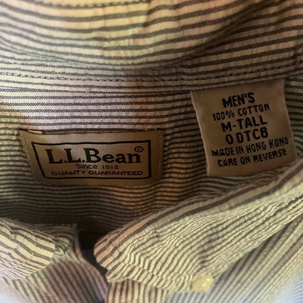 L.L. Bean Casual Blue and White Button Down Shirt - Picture 5 of 8